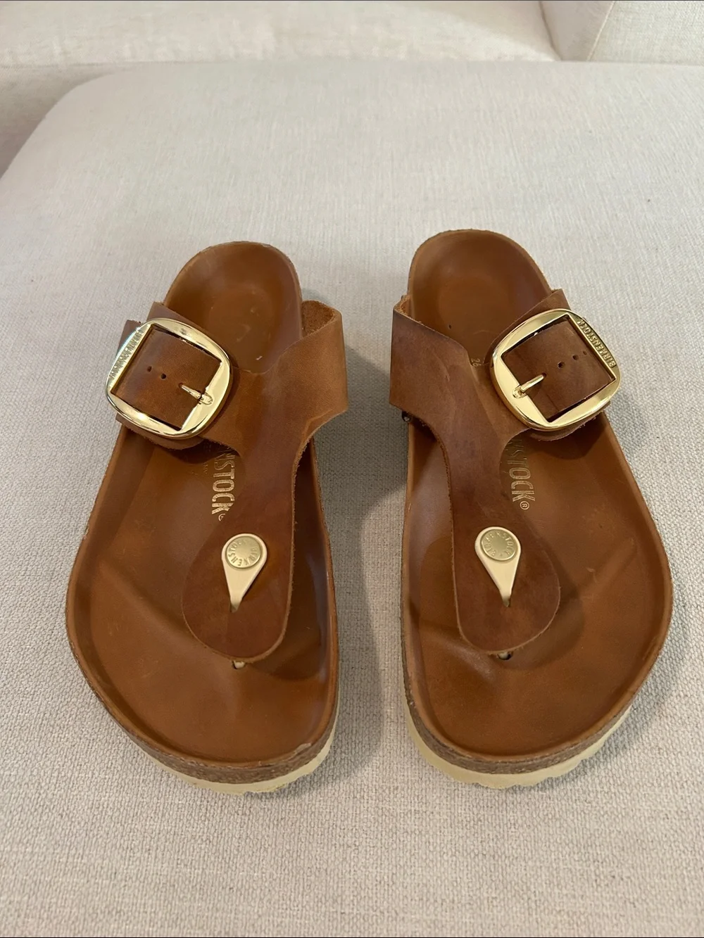 Birkenstock Women's Gizeh Big Buckle Sandals Cognac Oiled Leather, Size 10, NWOT